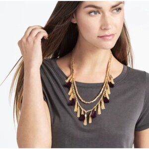 BAUBLEBAR Grenada Gold and Black Beaded Tassel Statement Necklace